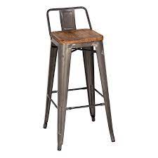 It has been designed with wired backs enclosed by sleek curved frames with soft cushions for added comfort. Metro Low Back Gun Metal Wood Bar Stool Set Eurway
