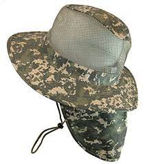 Cool Mesh Military Camouflage Boonie Bush Safari Outdoor Fishing Hiking Hunting Boating Brim Hat Sun Cap With Neck Fla Digital Camo Military Camouflage Sun Cap