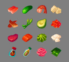 Food For Sushi Samurai On Behance Sushi Games Food Art Food Drawing