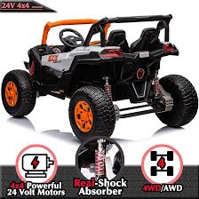 Amazon.com: sopbost 24V Ride On Toys for Big Kids 4X4 Side by Side UTV 4WD  Electric Car 2 Seater Off-Road Vehicles 4 Wheeler with Remote Control for  Boys Girls, Spring Suspension, Orange :