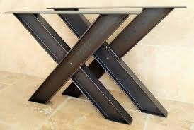 pied de table en ipn dimensions largeur 80cm hauteur 69cm ipn de 100 finition verni mat avec patin de protection pieds de table table metal bois table metal