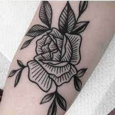 Woodcut Blackwork Rose Tattoo By Mikkel White Rose Tattoos Woodcut Tattoo Black Rose Tattoos