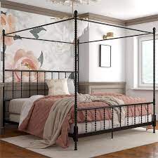 Shop for king canopy bed frame online at target. Dhp Emerson Metal Canopy Bed In King Size Frame In Black De47581