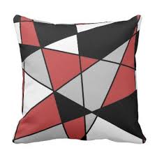 Black And Gray Throw Pillows Red Black Gray And White Modern Geometric Pattern Throw Pillow Zazzle Com Patterned Throw Pillows Grey And Red Living Room Throw Pillows
