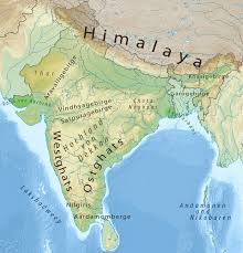 Eine kleine physische karte mit indiens hauptstadt und den angrenzenden ländern. Indien Wikipedia Topografische Karte Rinnen Gebirge