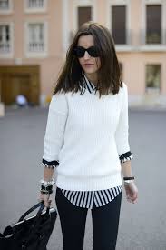 Black And White Striped Shirt Outfit Women S Roressclothes Closet Ideas Women Fashion Outfit Clothing Style Apparel White Sweater And Striped Shirt Via Cute Preppy Outfits Preppy Outfits Preppy Style