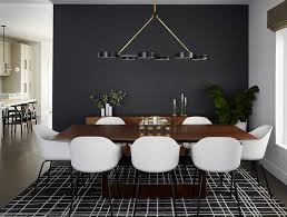This Dining Room Is One Of My All Time Favorites The Modern Walnut Table And Credenza Add A Pop In 2020 Dining Room Accents Dining Room Accent Wall Black Dining Room