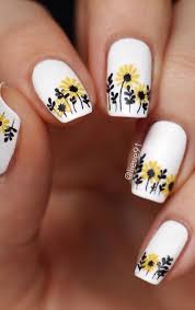Sunflower nails | sunflower nails, french acrylic nails. Easy And Fun Spring Nail Designs Sunflower Nail Art Handmade Terri