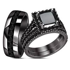 Black And Silver Mens Wedding Band Diamond Engagement Ring Wedding Band Men S Women S Trio Set Black Gp 925 Silver Mens Gold Diamond Rings Black Wedding Rings Mens Wedding Bands