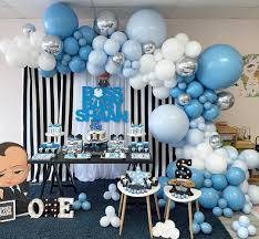 Balloons By Dina On Instagram Boss Baby Shaan Turns One A Beautiful Setup By K Baby Party Decorations Boy Birthday Decorations Baby Boy 1st Birthday Party