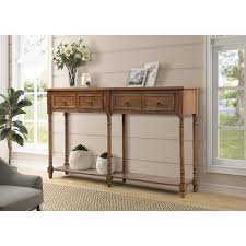 After i'm done sanding, i trim each end of the table to size. Antique Walnut Wood Sofa Entryway Console Tables With 4 Drawers Antique Walnut Overstock 28739212