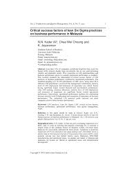 Onesubsea processing asia pacific sdn. Pdf Critical Success Factors Of Lean Six Sigma Practices On Business Performance In Malaysia