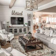 Grey leaf 50gg 63/042 by glidden of ppg paints is the color we chose for our home. 25 Beautiful And Cozy Farmhouse Living Rooms Shelterness