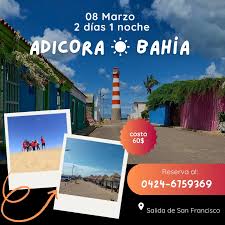 📌 Adicora ☀️ Bahía 08 de Marzo 👙💫 Celebramos el Día de la Mujer ✨ . 2  días 1 noche Incluye: Visita a la Bahía Tattoo☀️ Coctel de Bienvenida 🍹  Transporte desde