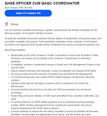 Jom ketahui 7 kelebihan sdn bhd. Oil Gas Vacancies Qhse Officer Cum Qaqc Coordinator