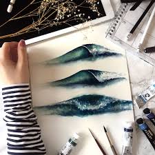 Rosies Sketchbook More Wave Artworks I M Working On Watercolor Watercolour Painting Sketch Art Artist Artwork D Artwork Sketch Book Watercolor Wave