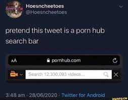 Hoesncheetoes DHoesncheetoes pretend this tweet is a porn hub search bar AA  @ videos. am - - Twitter for Android - iFunny Brazil