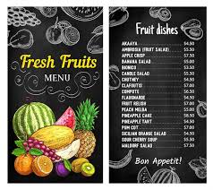 Fresh fruits vector sketch menu for smoothies | Premium Vector