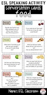 Conversation Cards About Food And Eating English Learners Activities Speaking Activities Esl Speaking Activities English