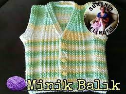 3 Aylik 1 Yas Arasi Icin Anlatilan Akilli Ip Batik Ya Da Ebruli Ip Olarak Adlandirilan Ipten V Yakali Erkek Bebek Yelek Tarifi Vi Bebek Yelek Yelek Erkek Bebek