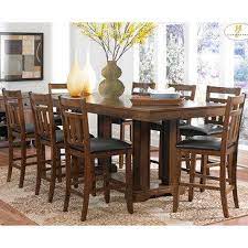 Amazon Com Homelegance Kirtland 9 Piece Counter Dining Room Set In Warm Oak Furnitur Counter Height Dining Table Set Dining Table In Kitchen Dining Room Sets