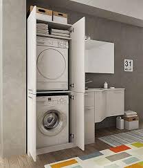 Dafnedesign Meuble A Linge Avec Porte Pour Machine A Laver Et Paniers A Linge Mesure L 206 X P 62 35 Cm Machine A Laver Panier A Linge Amenagement Douche