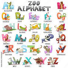 Learn the alphabet with bounce patrol in this fun series. Alphabet For Kids Abc Animals Letters Cartoon Vector Illustration For Children S Books Schoolbooks And Education Isolated On White Background Stock Vektorgrafik Adobe Stock