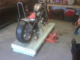 Homemade motorcycle lift constructed from wood. Homemade Motorcycle Lift Homemadetools Net