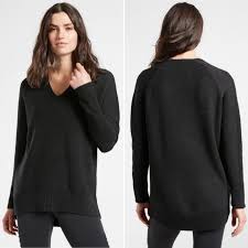 Athleta Wool Cashmere Blend V-Neck Tunic Sweater V-neck