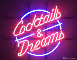 2017 New Cocktails And Dreams Light Glass Neon Sign Light Beer Bar Neon Signs Bar Signs Sign Lighting