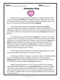 Valentine S Day Reading Passage And Activities Reading Passages Valentines Day Activities Nonfiction Reading Passages