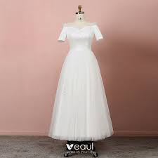 Wedding cancel plus size cancel evening dresses (6733 results). Classic Elegant Ivory Plus Size Wedding Dresses 2020 A Line Princess Tea Length Short Sleeve Solid