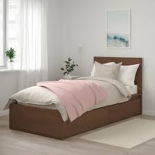 This versatile bed frame will look great with your choice of textiles and bedroom furniture. Malm Bed Frame High W 2 Storage Boxes Brown Stained Ash Veneer Leirsund Ikea
