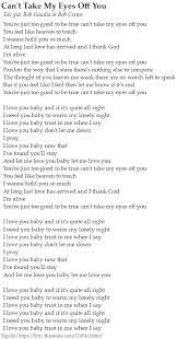 Fm at long last love has arrived. Frankie Valli Can T Take My Eyes Off You Lyrics Genius Lyrics