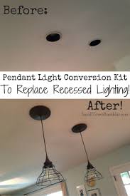 Smalltownramblr Shows You How To Convert Recessed Lighting Into Pendant Lighting With Pendant Con Recessed Lighting Kitchen Ceiling Lights Diy Pendant Light