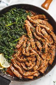 15 Minute Lemon Garlic Butter Steak With Spinach Healthy Recipes Recipes Meals