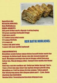By rria october 13, 2020. Resepi Kek Batik Horlick Resepi Merory Sedap Betul