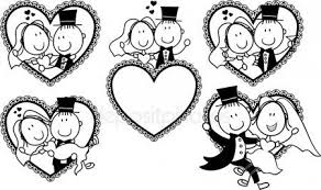 Hochzeit Cartoon Portrat Lizenzfreie Stockvektoren Hochzeit Lustig Braut Brautigam Brautigam Basteln