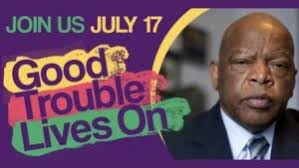 Good Trouble Lives On" Protests Against Trump