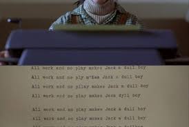 All Work And No Play Makes Jack A Dull Boy Scene The Shining The Shining Film Movie Scary Movies