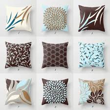 Blue And Brown Pillow Cover Blue Gray Cushion Covers Mix Etsy Brown And Blue Living Room Brown Throw Pillows Brown Pillows