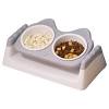Foreyy raised cat food and water bowl set, elevated ceramic cat feeder bowls with anti slip band, porcelain pet dish with stand, stress free, backflow prevention, dishwasher and microwave safe (blue). 1