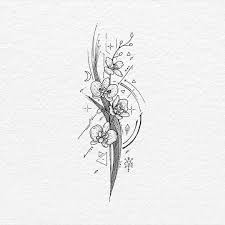 Orchid Ink On Drawing Paper Enjoy Your Night Orchids Flowers Geometrictattoo Tatts Tattoo Orchid Tattoo Orchid Flower Tattoos Floral Tattoo Design