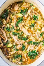 This chicken bean soup is a hearty meal to make this fall season. 30 Minute Chicken White Bean And Kale Soup Recipe Averie Cooks