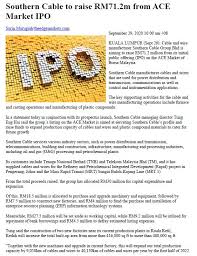 Portal rasmi kementerian pendidikan malaysia. Southern Cable To Raise Rm71 2m From Ace Market Ipo Msi