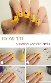 Neon Mosaic Summer Nails Tutorial Nail Art Designs Diy Summer Nail Tutorials Nail Art Diy Easy
