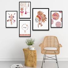 Bohem Tarz 5 Parcali Cerceveli Set Bohem Tablolar Poster