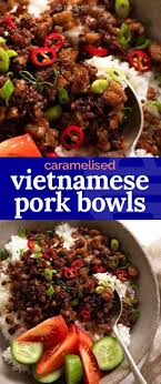 Vietnamese Caramelised Pork Bowls Pork Bowl Recipe Ground Pork Recipes Pork Mince Recipes