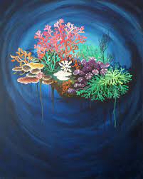 Coral reef paintings by artist and advocate for the world coral reefs ana bikic preserve our florida coral reefs. Original Art Acrylic Canvas Painting By Monica Downs Coral Reef 1 24x30 Underwater Sea Life Plants Coral Painting Christmas Paintings On Canvas Plant Painting