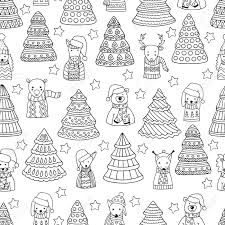 There are tons of great resources for free printable color pages online. Seamless Pattern With Cute Nordic Style Winter Animals And Christmas Trees Coloring Page For Kids And Adults Royalty Free Cliparts Vectors And Stock Illustration Image 136665305